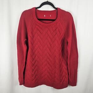 Textured Knit Sweater Red Crewneck Men’s L Women’s XL